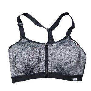 VSX Victoria’s Secret Sport Black & Gray Front Zip Racerback Sports Bra 32D